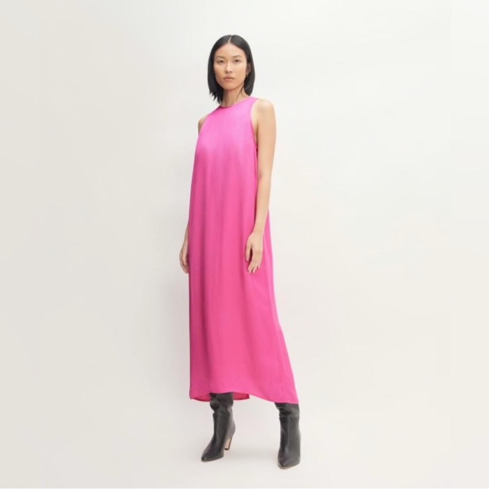 NWOT Everlane Fuschia bright pink satin slip midi dress